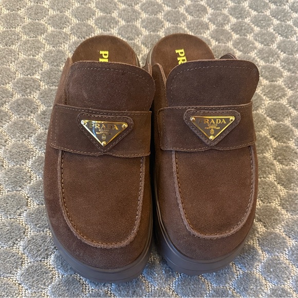 Prada Men's Chocolate Brown Suede Loafers - Picture 2 of 6